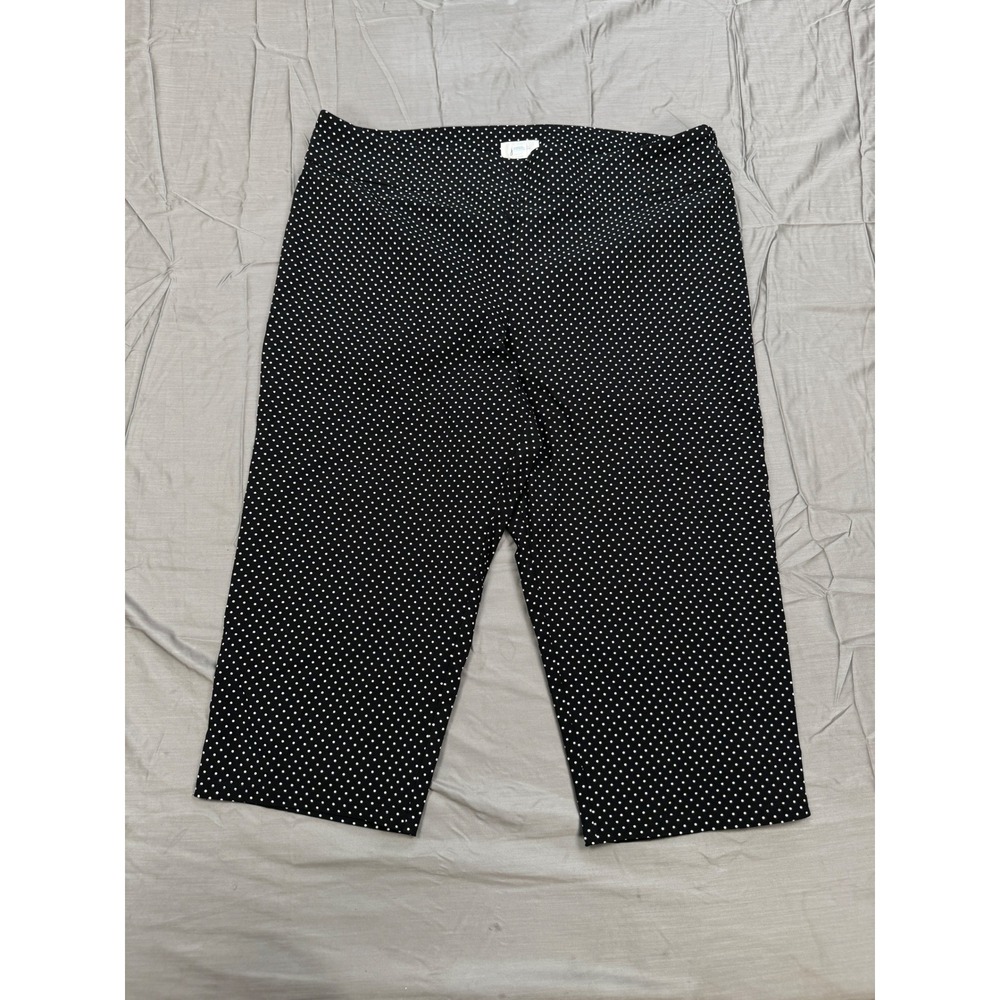 Just Be Black White Polka Dot Cropped Pants Womens 3X Stretch Pull On Trousers